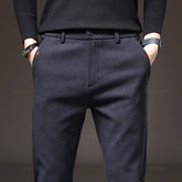 Men's Elastic Waist Slim Fit Cotton Trousers