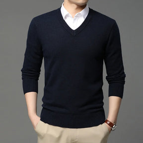 Men's High-Quality Woolen V-Neck Pullover Sweater