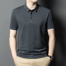 Men's Solid Color Short-Sleeve Casual Polo Shirt