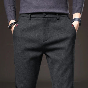 Men's Elastic Waist Slim Fit Cotton Trousers