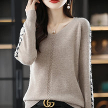 Women's Loose Fit V-Neck Cashmere Wool Sweater