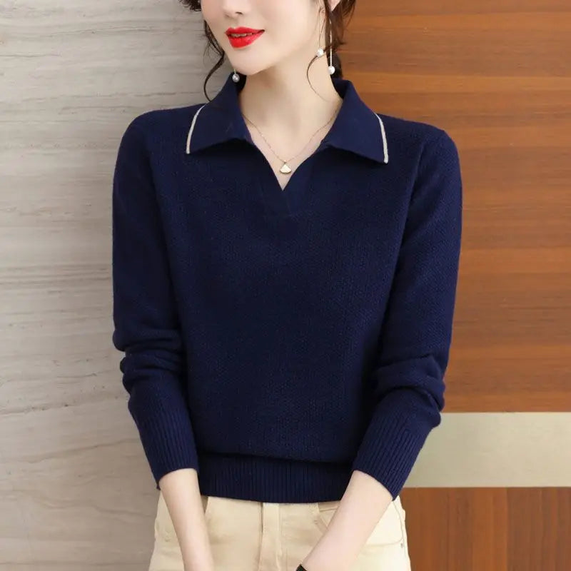 Women's Loose Fit V-Neck Knitted Pullover