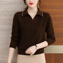 Women's Loose Fit V-Neck Knitted Pullover