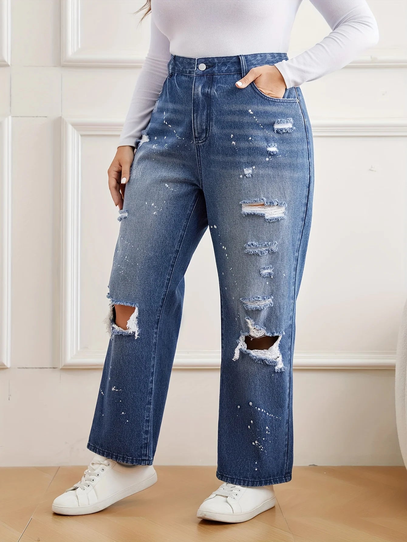 Women's Trendy Plus Size Distressed Jeans