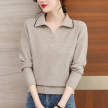 Women's Loose Fit V-Neck Knitted Pullover