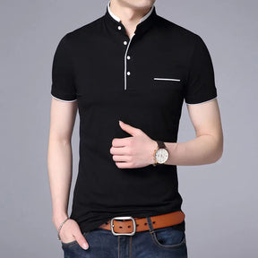 Men's Slim Fit Mandarin Collar Polo Shirt