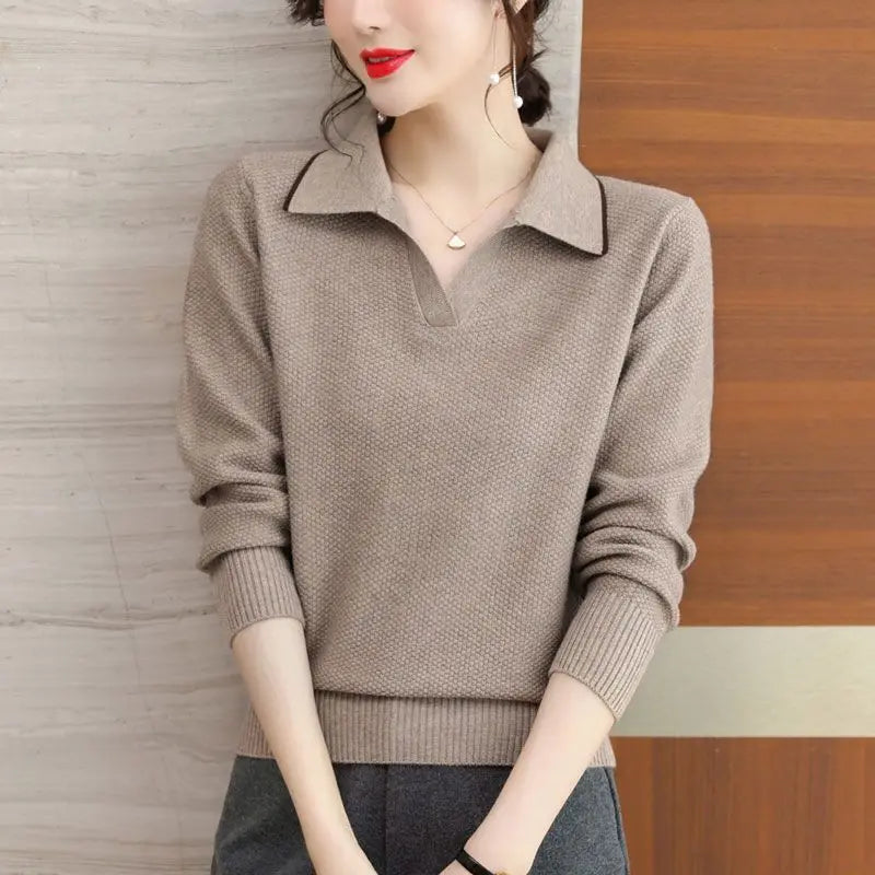 Women's Loose Fit V-Neck Knitted Pullover