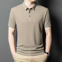 Men's Solid Color Short-Sleeve Casual Polo Shirt