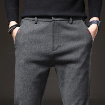 Men's Elastic Waist Slim Fit Cotton Trousers