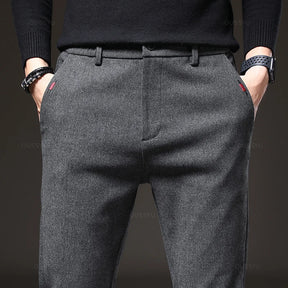 Men's Elastic Waist Slim Fit Cotton Trousers