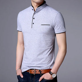 Men's Slim Fit Mandarin Collar Polo Shirt