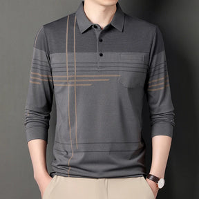 Men's Long Sleeve Button-Up Polo Shirt