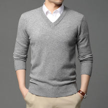 Men's High-Quality Woolen V-Neck Pullover Sweater