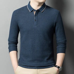 Men's Luxury Cotton Blend Long Sleeve Polo Shirt