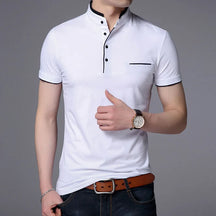 Men's Slim Fit Mandarin Collar Polo Shirt