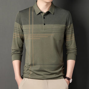 Men's Long Sleeve Button-Up Polo Shirt